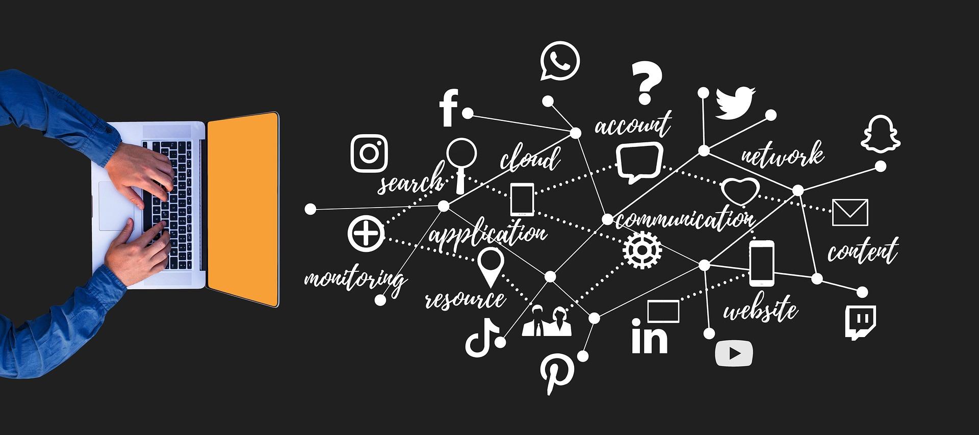 Ordinateur et icônes de marketing digital pour PME africaines